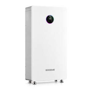GoodWe GW14.3-BAT-LV-G10 14.3 kWh low voltage battery, white tower enclosure with LCD and four levelling feet