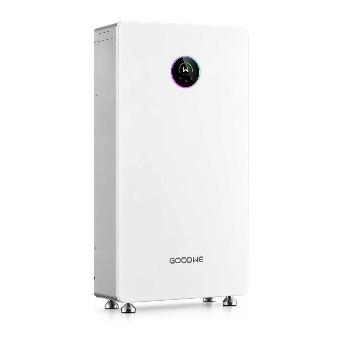 e fill goodwe bat 14 3kwh 1 GoodWe GW14.3-BAT-LV-G10 14.3 kWh low voltage battery, white tower enclosure with LCD and four levelling feet