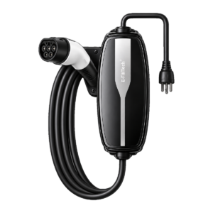 E-FILL 3.5kW portable Type 2 EV charger without screen, coiled Type 2 cable, charging gun and input plug