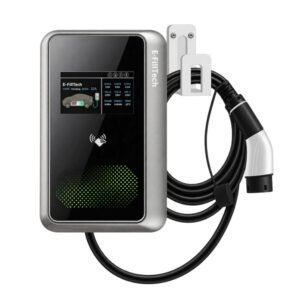 E-FILL Type 2 AC EV charger, 7 to 22 kW wallbox with tethered cable and holster